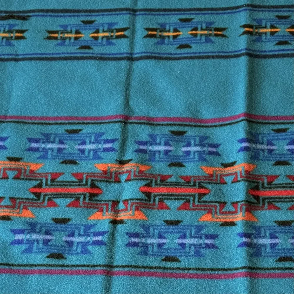 Vintage Pendleton Beaver State Robes And Shawls Aztec Blanket Blue Green 30x43